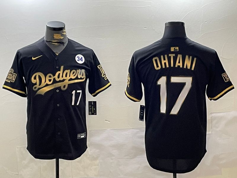 Men Los Angeles Dodgers #17 Ohtani Black Gold Game 2024 Nike MLB Jersey style 11201->los angeles dodgers->MLB Jersey